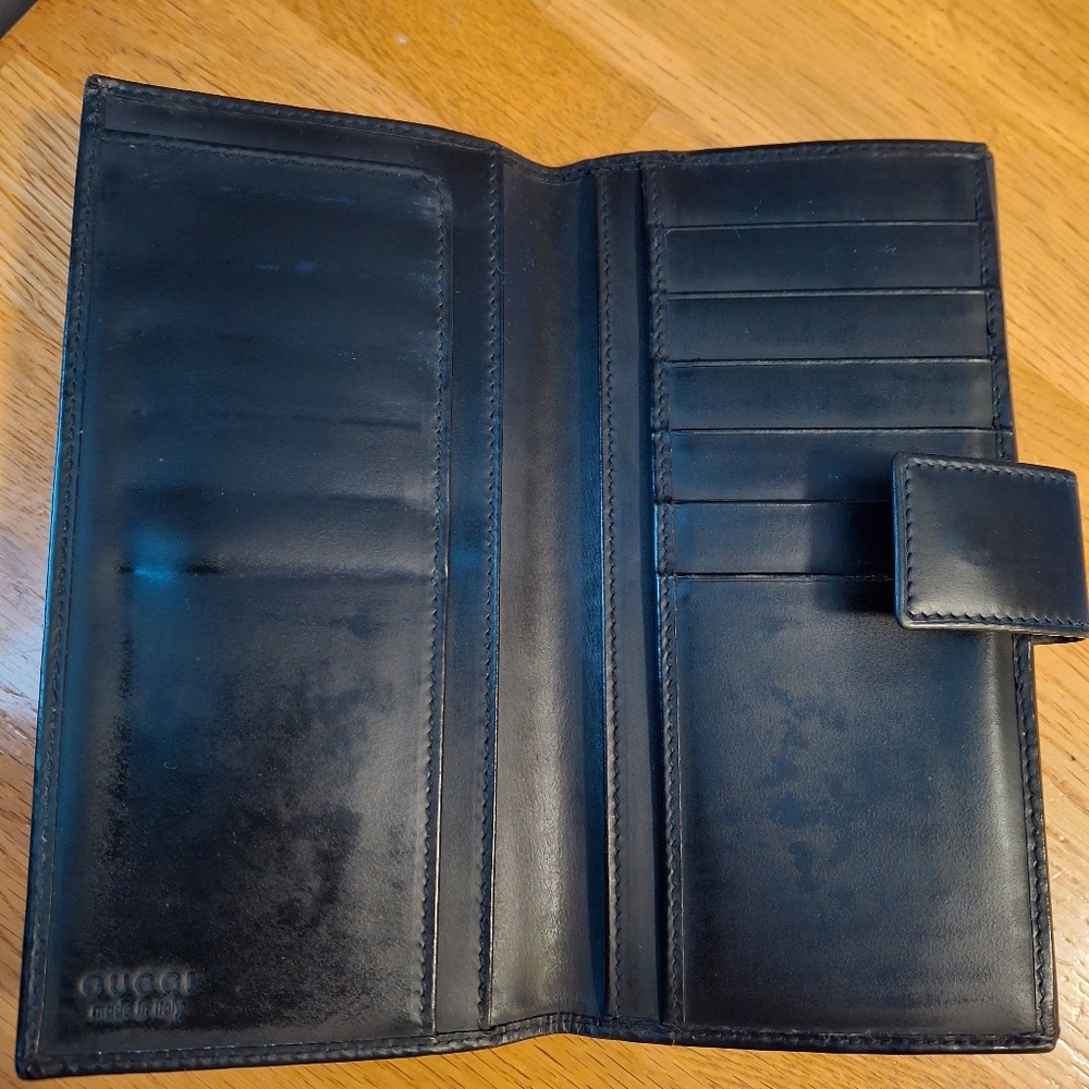 Gucci Calfskin Leather Long Tri-Fold Wallet With Unbranded Dust Bag GUC - Picture 9 of 16